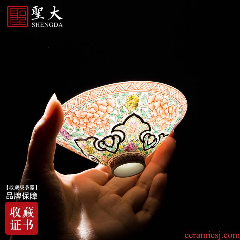 Santa teacups hand - made ceramic kungfu alum hat red dragon grain bound branch tea light cup of jingdezhen tea service master CPU