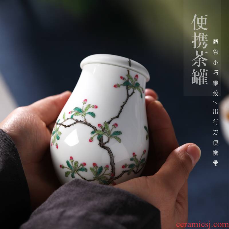 Pastel hand - made ceramic caddy fixings mini portable travel tea set seal pot POTS of tea warehouse small wake POTS