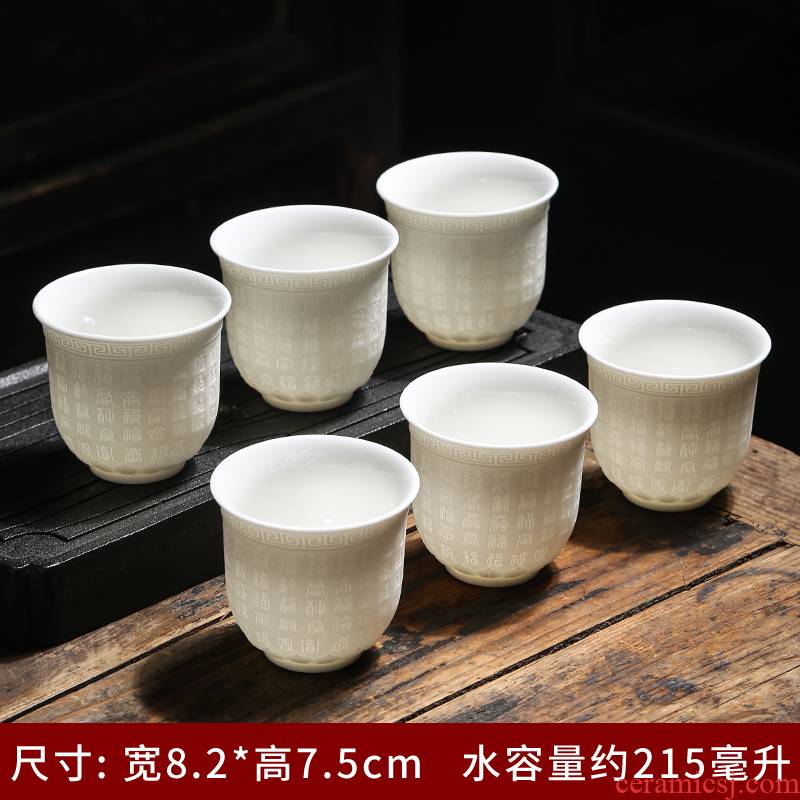 Dehua white porcelain cup sample tea cup suet jade porcelain single CPU kung fu tea tea set ceramic tea cup master CPU