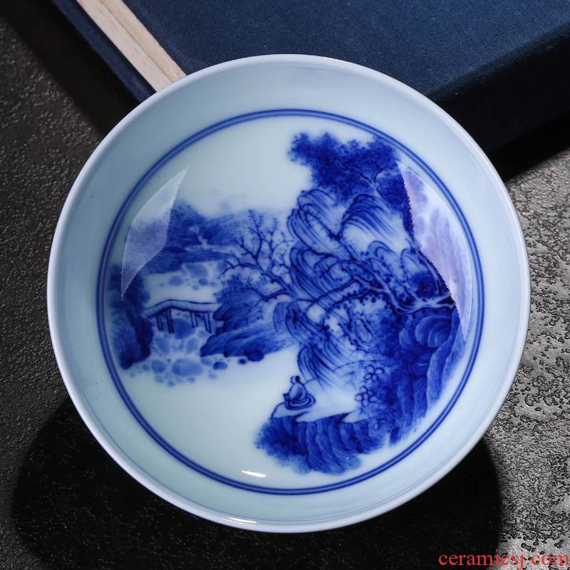 Offered home - cooked maintain fire hand - made of blue and white porcelain tea cups in jingdezhen porcelain bowl is pure manual tea sample tea cup