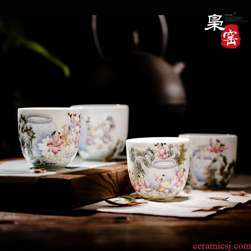 Owl up jingdezhen porcelain enamel boutique hand - made ceramic sample tea cup tea sets kung fu tea cups in hand