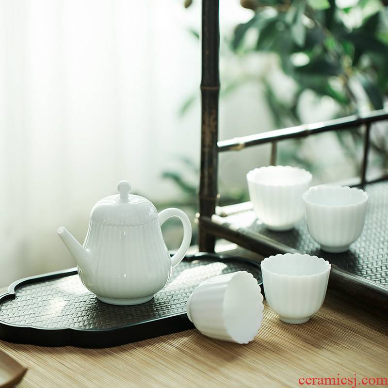 Single pot of Chinese ceramic teapot JingLan them thin body kung fu home cooked meal little teapot teacup tea set