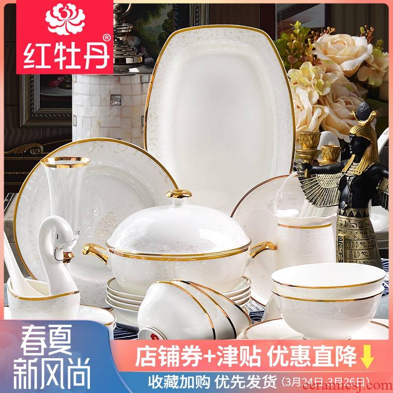 The dishes suit household Nordic character porcelain tableware suit ceramic light 0 soup bowl chopsticks, The European and American key-2 luxury spring dishes