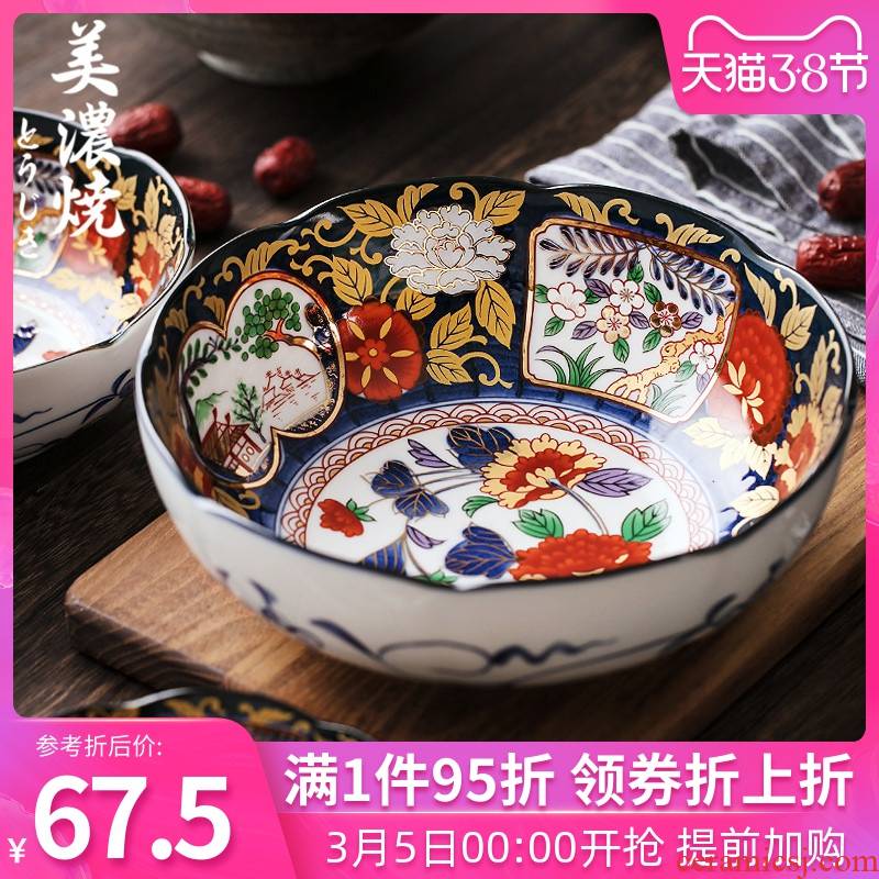 Meinung burn Japanese ceramic bowl household tableware and wind Japanese eat soup bowl rainbow such use large dish bowl of restoring ancient ways