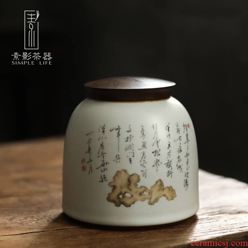 Plain film RuTao sealing ceramic tea box of restoring ancient ways of tea caddy fixings storehouse of primitive simplicity storage tank pu - erh tea POTS your up