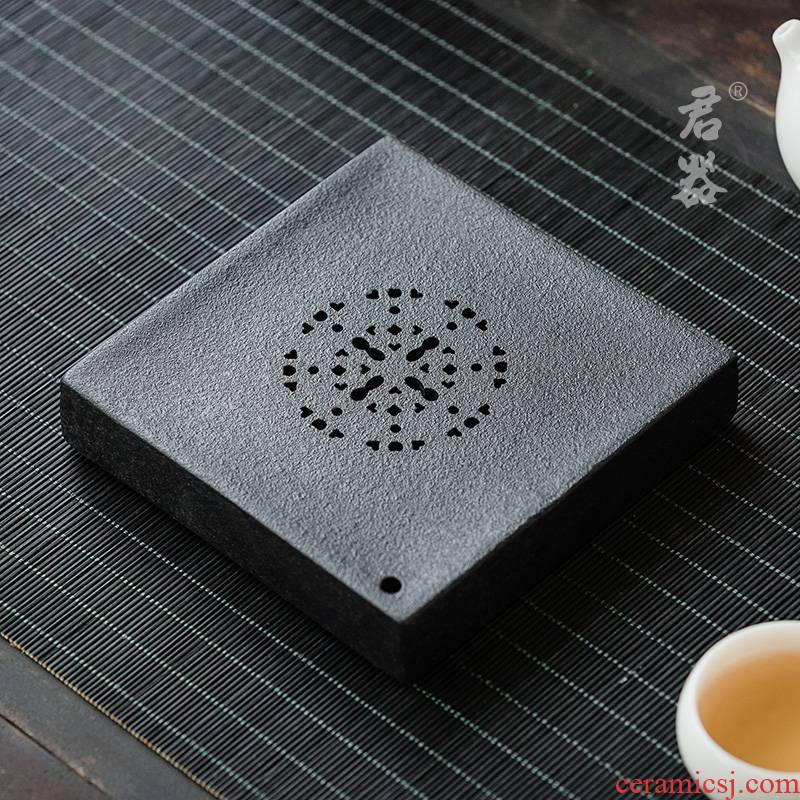 Jun ware black ceramic POTS bearing archaize paper - cut patterns of small ceramic tea set water dry tea 's manual coarse ceramic POTS