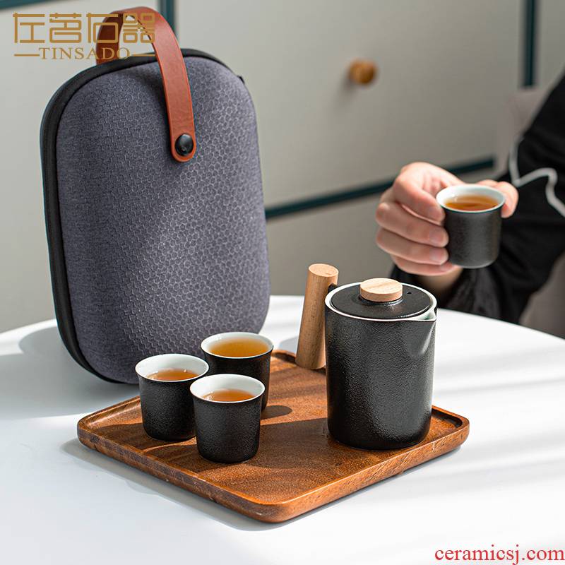 Contracted crack cup a pot of tea art ceramics 24:27 and cup with tray was portable tea set the teapot simple packaging bag
