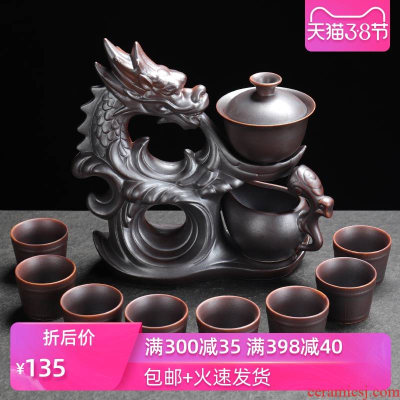 Poly real sheng lazy people make tea tea service automatically suit household water ceramic kung fu tea teapot tea cups