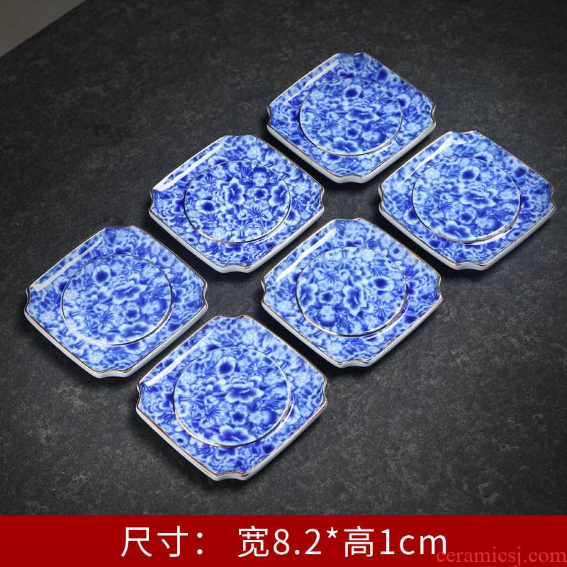 The Blue cup holder coasters tea accessories Japanese ceramic pot mat pot bearing insulation eat mat kung fu tea set to restore ancient ways