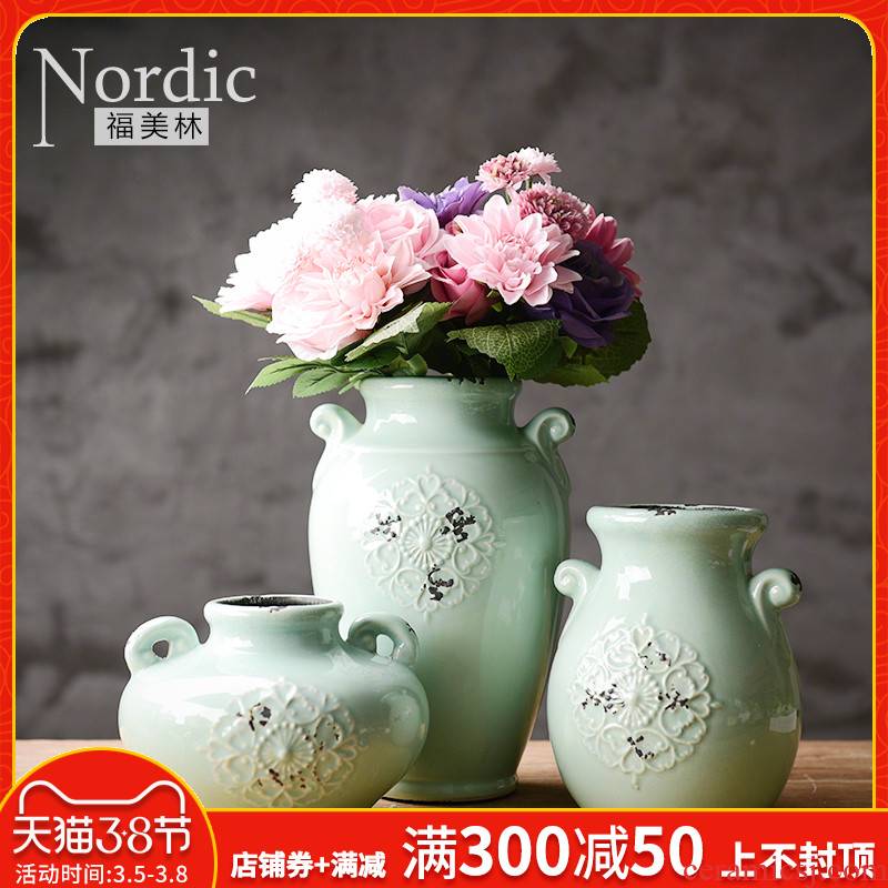 American ceramic vase three - piece restoring ancient ways the sitting room TV ark, household act the role ofing is tasted furnishing articles desktop dried flower flower, flower art