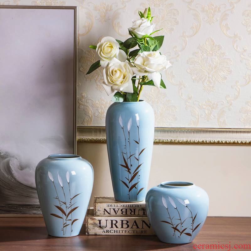 Jingdezhen ceramic vase furnishing articles dried flowers flower arrangement of I sitting room is contracted originality of new Chinese style household ornaments