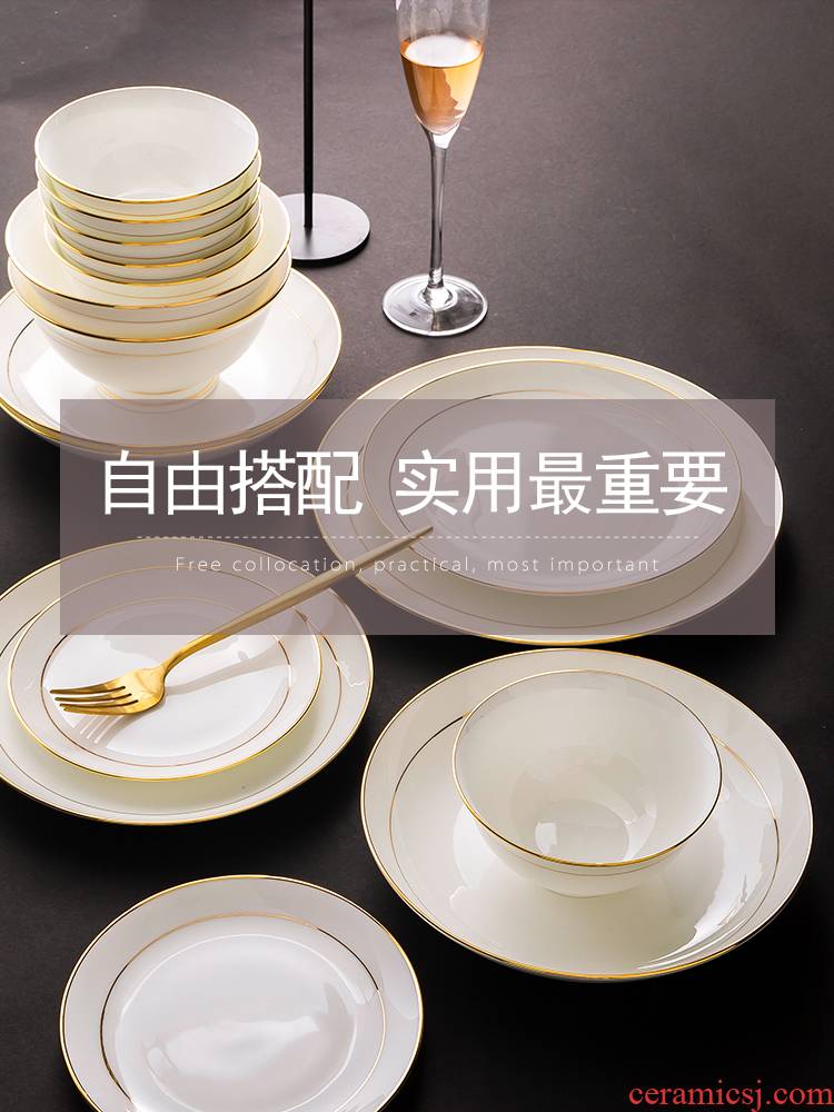 Pure white ipads porcelain tableware item DIY jingdezhen high - grade up phnom penh dishes dishes household jobs rainbow such as bowl food dish