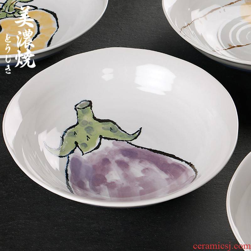 Meinung burn Japanese imports of ceramic tableware plate large deep dish dish dish home round Japanese creative dishes