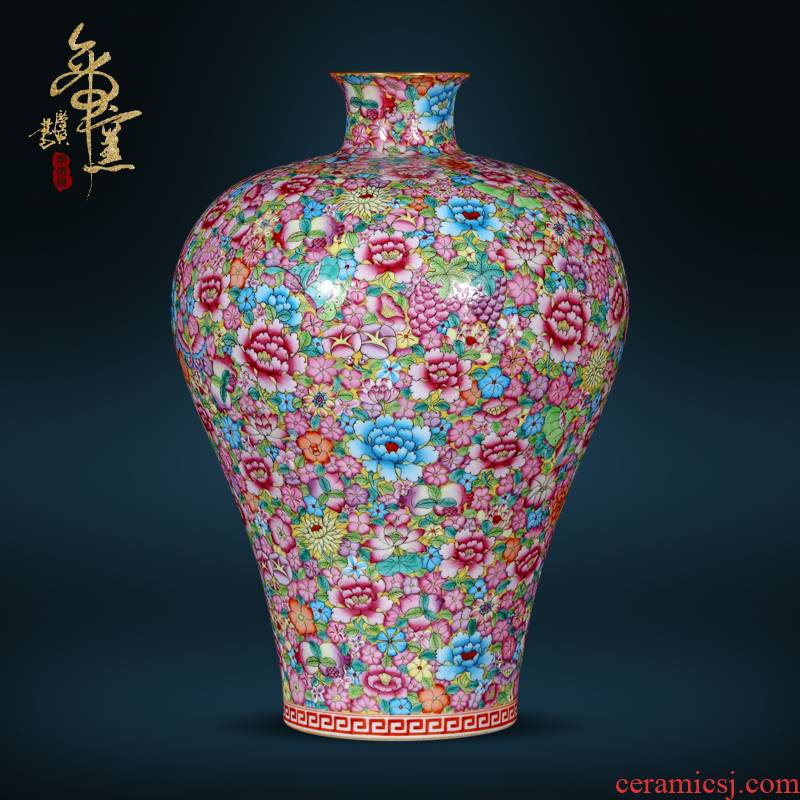 Jingdezhen ceramic imitation the qing qianlong hand - made flower name plum bottle of Chinese style living room TV ark, flower arranging porch is decorated furnishing articles