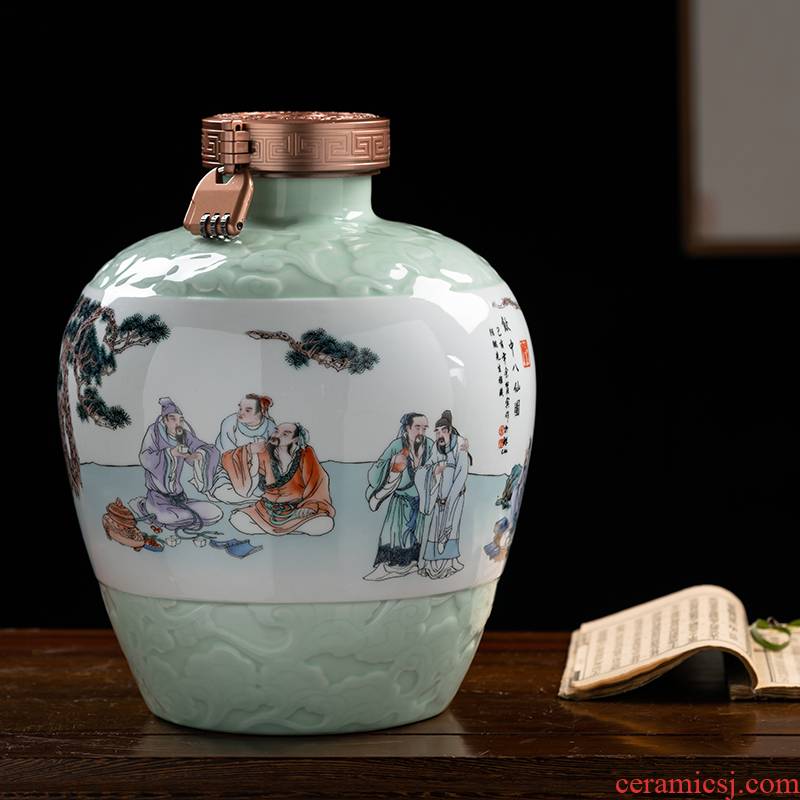 Jingdezhen ceramic terms jars altar wine 5 jins of 10 jins 20 jins archaize creative bottles household hip flask custom