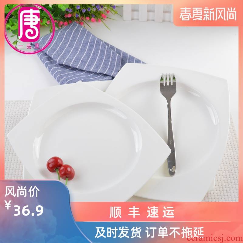 Rectangular platter white household lead - free ipads porcelain plate of pasta dishes tableware beefsteak plate of ceramic plate