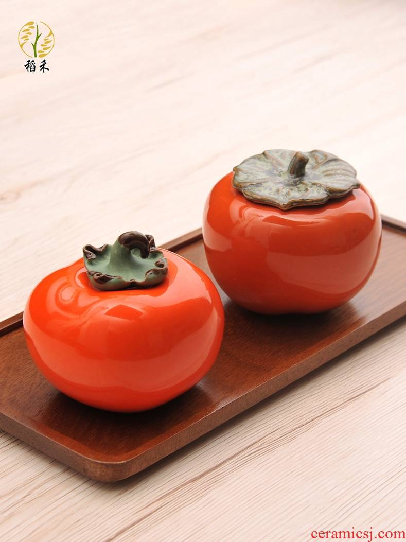 Creative ceramic persimmon home sitting room tea table decoration small place caddy fixings mini decoration wedding wedding gift