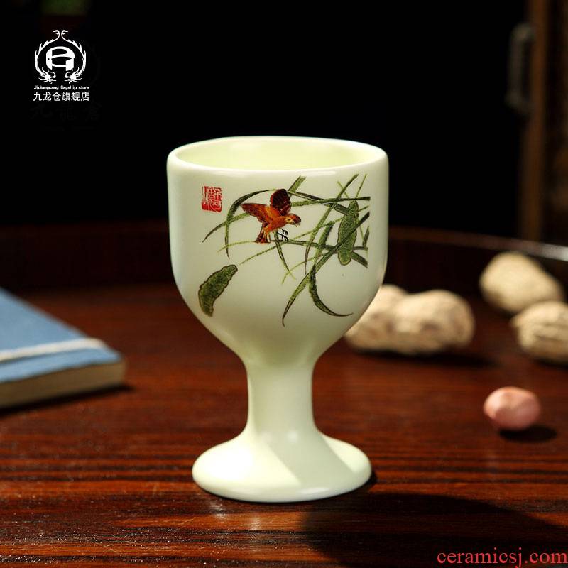 DH jingdezhen ceramic glass decanters toast single cup Chinese creative goblet household classic white wine cup