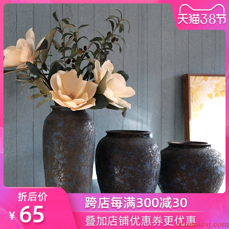 Art show to restore ancient ways do old coarse some ceramic pottery jar porcelain vase household Nordic sitting room adornment floral suit furnishing articles