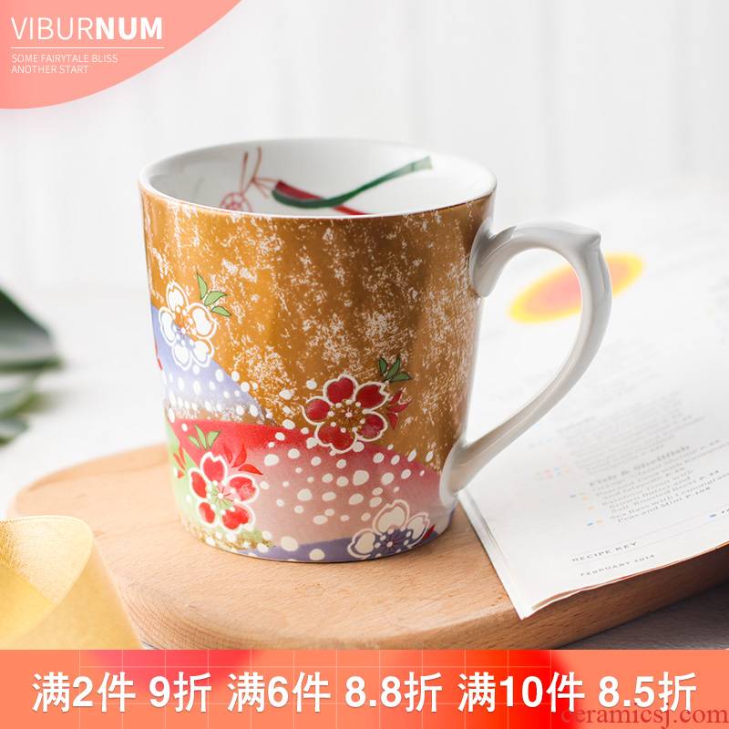 Yao hua to send creative glass ceramic coffee cup keller of milk cup contracted fashion move cups