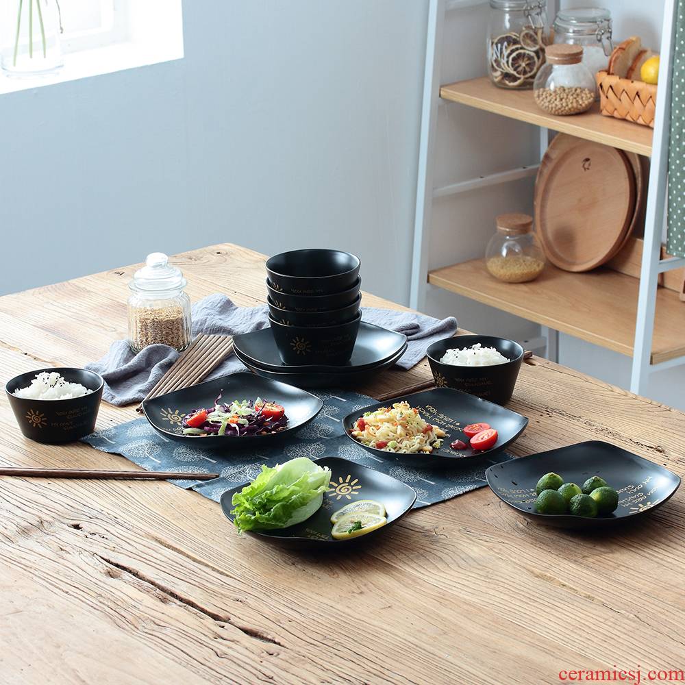 Fu kang matte enrolled little hold ceramic tableware kitchen sets chopsticks pan spoon cup seal pot seasoning box set of groups