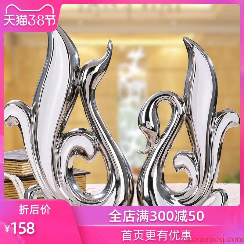 Household act the role ofing is tasted the rural wind wine sitting room the bedroom ceramics handicraft wedding wedding gift silver swan, furnishing articles