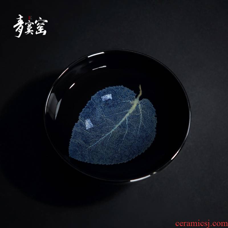 Up with green was konoha temmoku lamp that jizhou up built light tea tea set ceramic cup bowl master cup single cup by hand