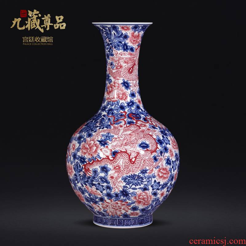 Jingdezhen ceramics hand - made vases, antique collection blue - and - white youligong flower arranging Chinese sitting room adornment is placed