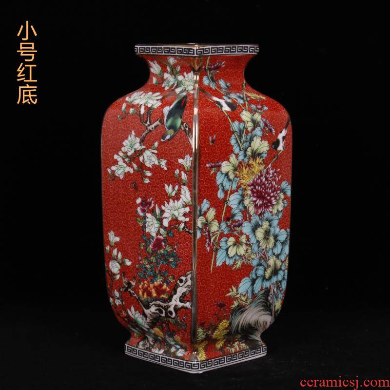 Jingdezhen imitation the qing qianlong style antique vintage colored enamel square bottle of Chinese style restoring ancient ways home furnishing articles of handicraft