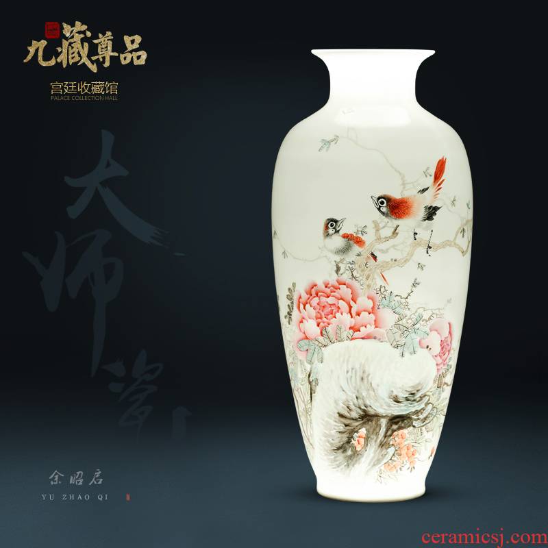 Jingdezhen ceramics hand - made enamel vase Chinese style living room home TV ark, rich ancient frame flower adornment furnishing articles