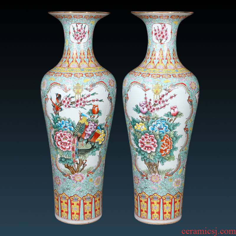 Antique hand - made jingdezhen ceramics powder enamel vase of large sitting room porch TV ark adornment furnishing articles