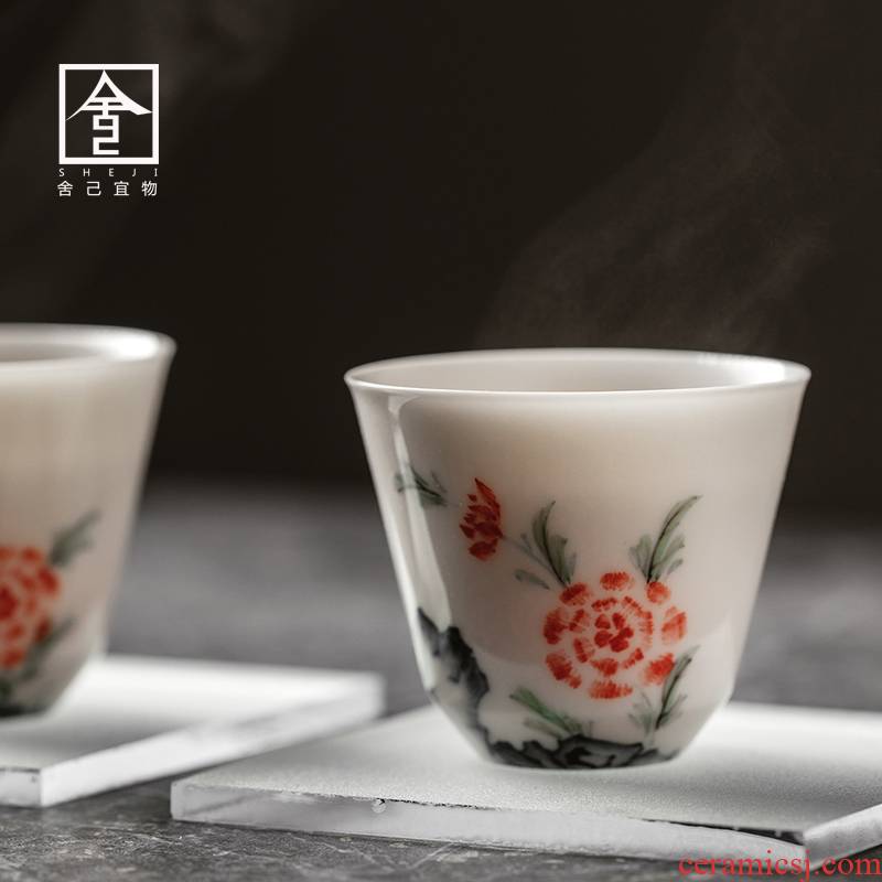 The Self - "hand - made Chinese jingdezhen ceramic cups sample tea cup noggin kung fu tea thin foetus masters cup