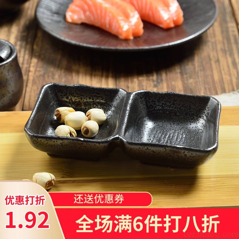 Three points to burn Japanese ceramics flavour dish of cold dish dish of soy sauce dish dish dish soot characteristics matte enrolled black tableware