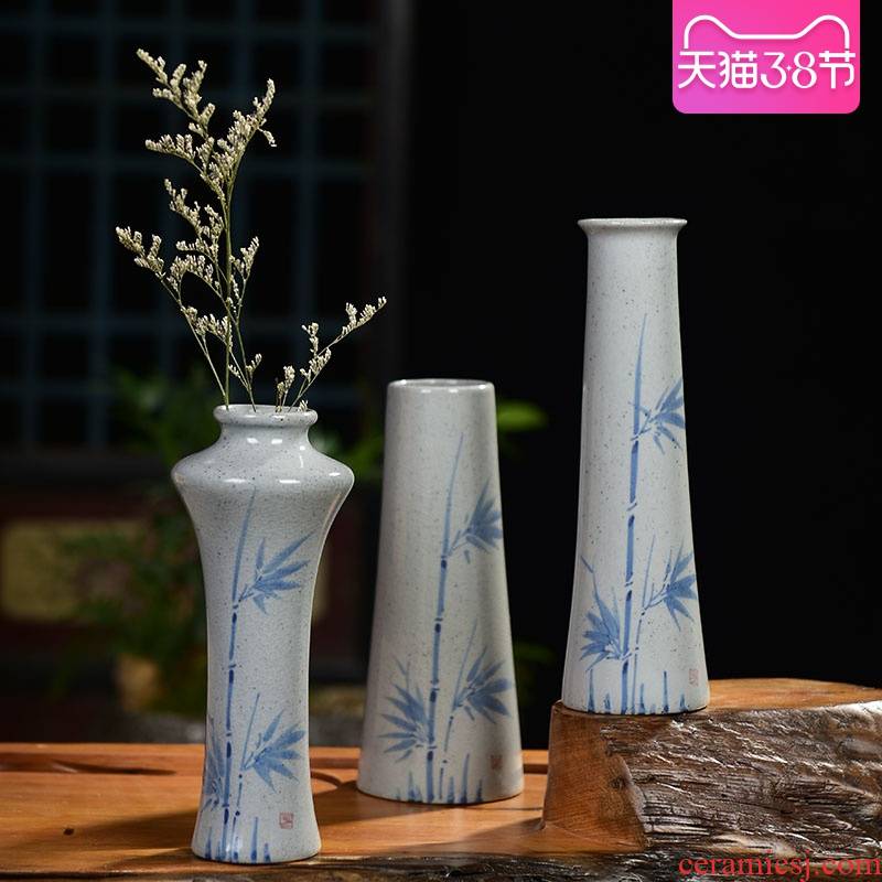 Japanese zen coarse TaoHua device to restore ancient ways floret bottle contracted teahouse dried flower ceramic bottle place flower ornament