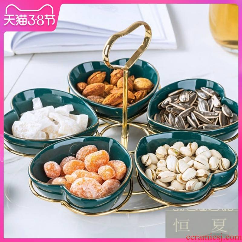 Nordic dry fruit tray frame plate creative snack plate the nut plate of household ceramic disk platter of fruit snacks