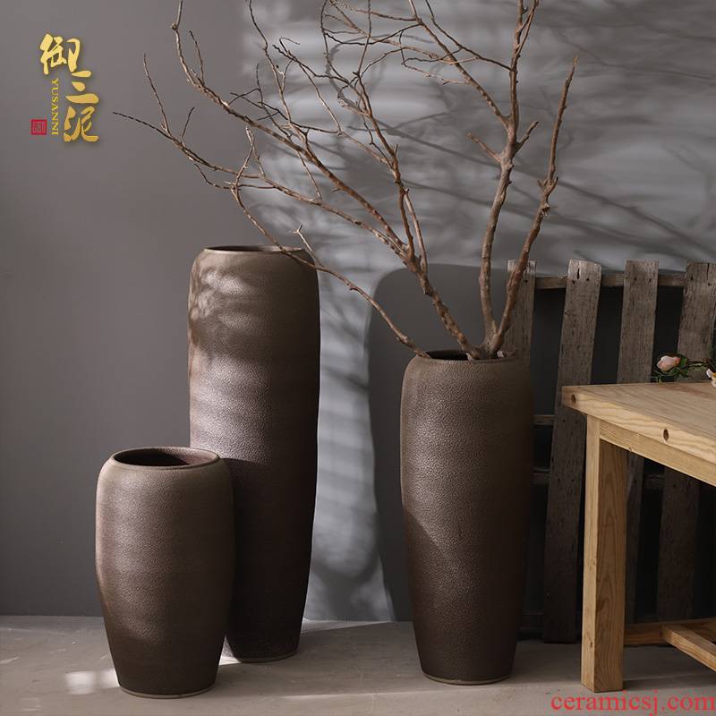 Retro jingdezhen ceramic vase of large modern flower arrangement sitting room place coarse pottery large suit the dried flower