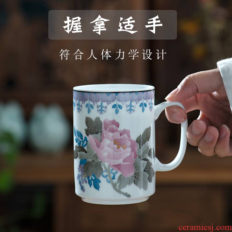 Thousand red color under the liling glaze porcelain up hand - made ceramic cup with cover straight cup tea cup cup suit gift box