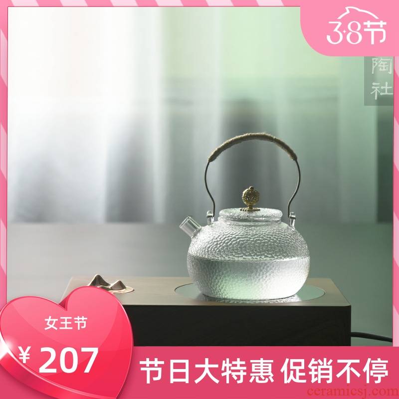 Poly real glass scene cooked this teapot retro copper girder heat - resistant hammer heating electric teapot TaoLu teapot