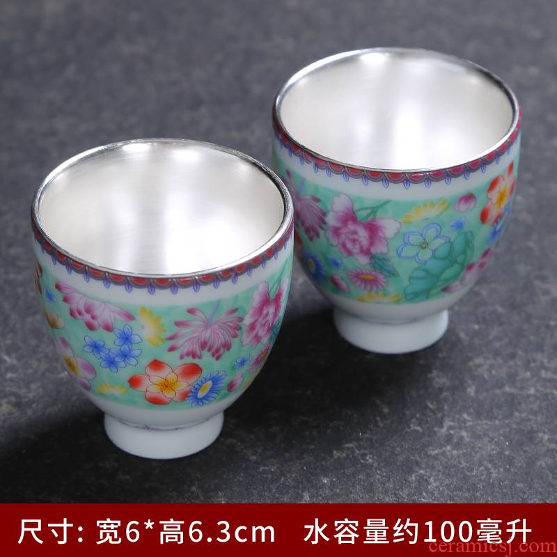 Grilled ceramic imitation enamel see colour flower kung fu tea cup large master cup, single individual cup tea tea cups of tea