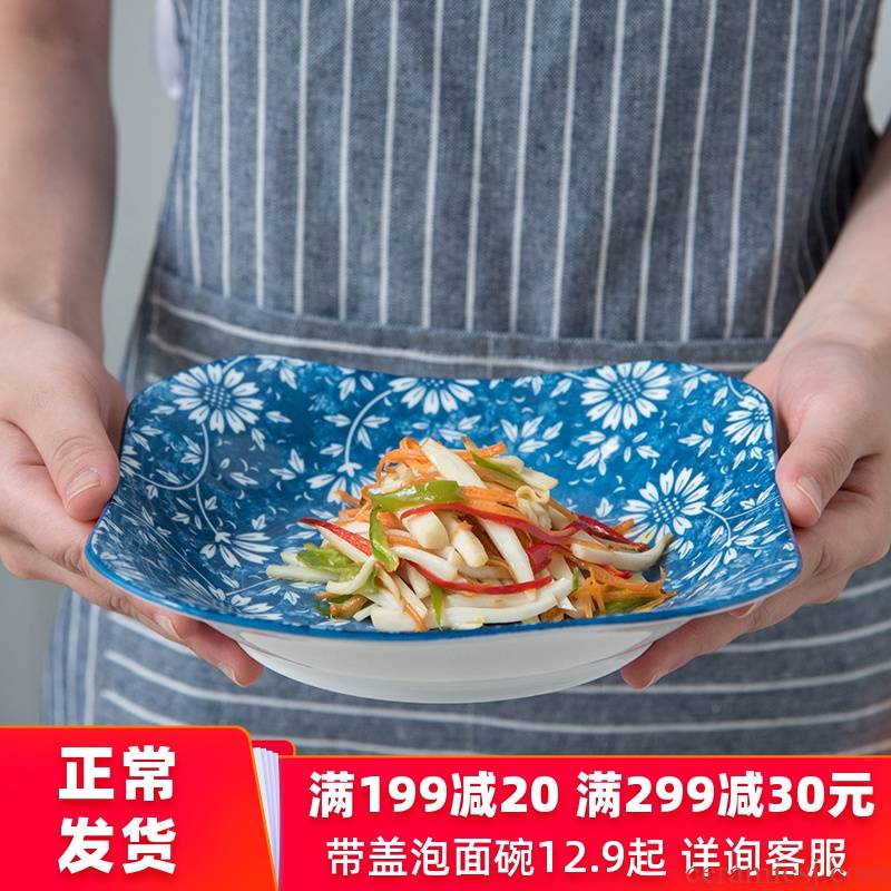West fu Japanese and wind household large flat ceramic plate soup dish dish soup plate dumpling dish breakfast tray