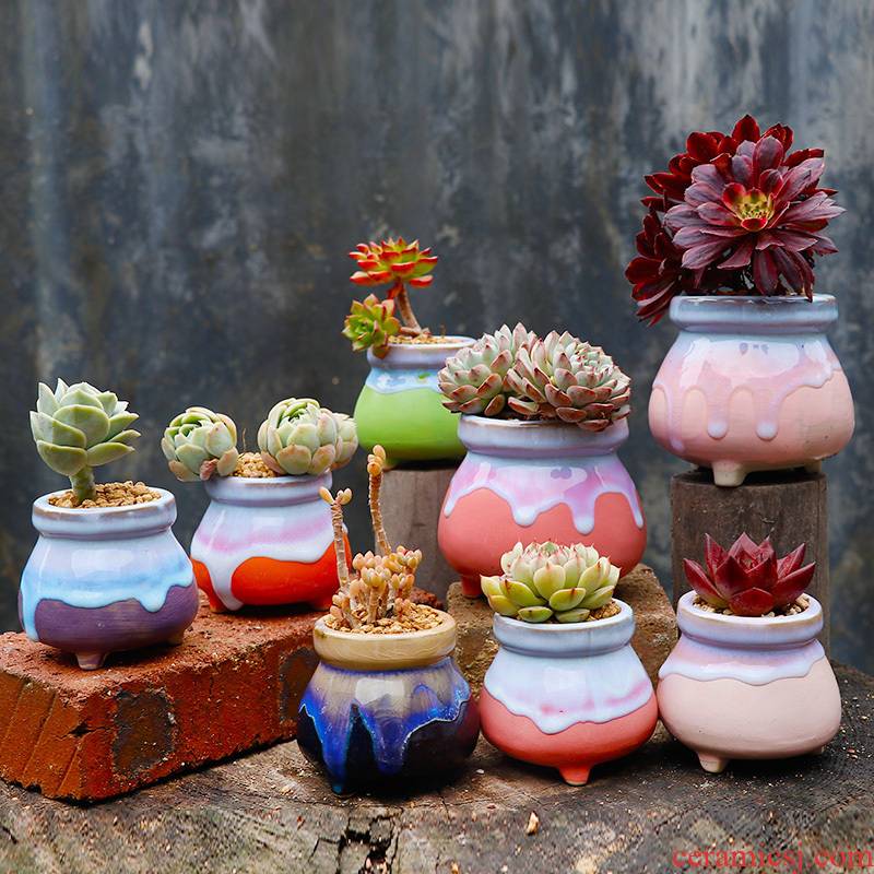 Jingdezhen Korean cream small contracted fleshy flower POTS in the large basin of creative move, fleshy, lovely wholesale