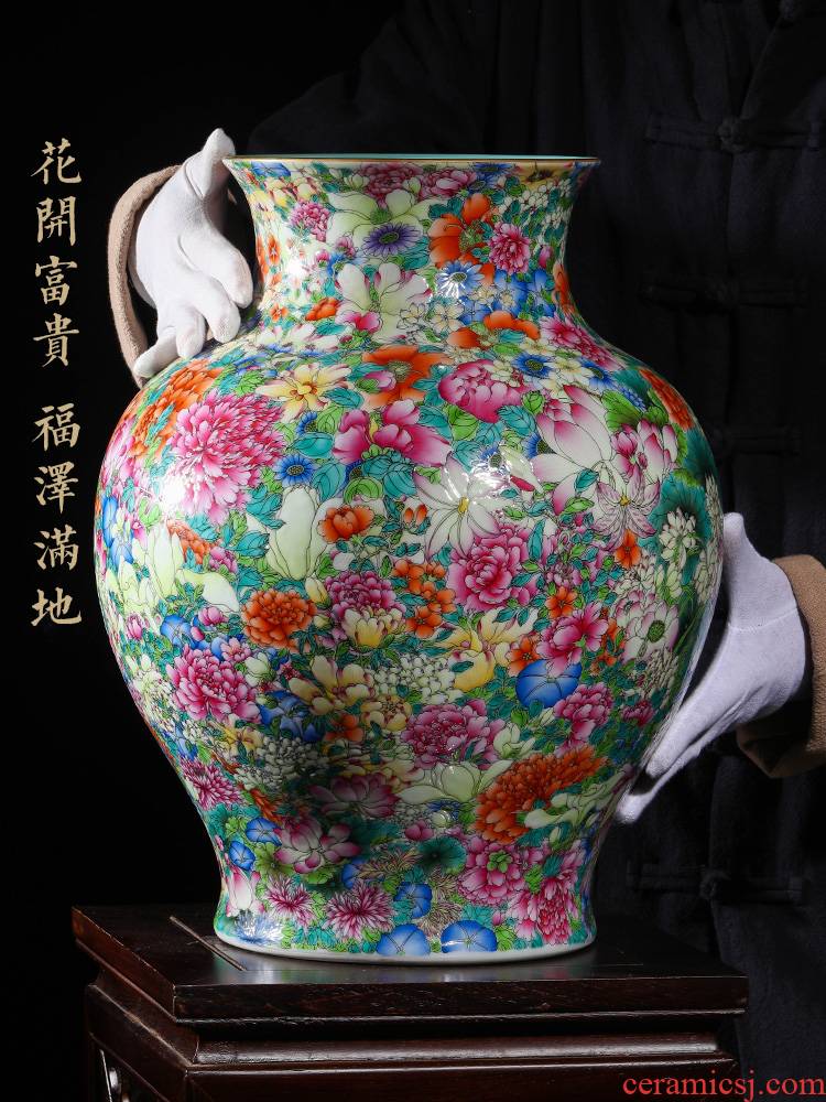 Archaize of jingdezhen ceramics craft vase collection furnishing articles qianlong high - grade colored enamel paint flower vase