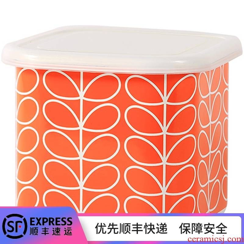 Enamel Enamel refrigerator crisper household food thickening seal square boxes bowl with cover ice bowl