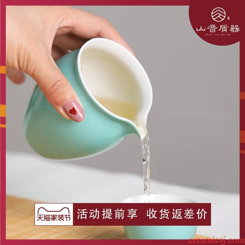 Jingdezhen apple green color glaze ceramics fair keller tea accessories and tea cup and cup points, kung fu tea set