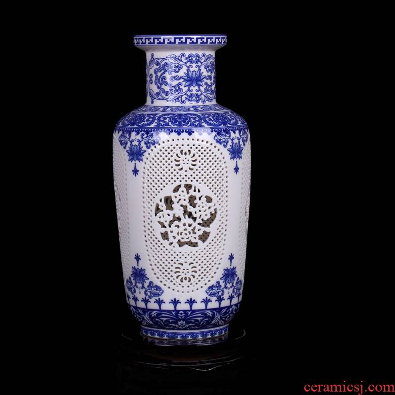 Jingdezhen ceramic porcelain enamel hollow out vases, flower implement I and contracted fashion crafts creative furnishing articles