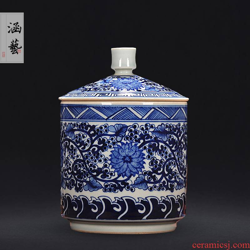 Jingdezhen porcelain vases, antique hand - made porcelain storage tank furnishing articles of modern home decoration fashion caddy fixings