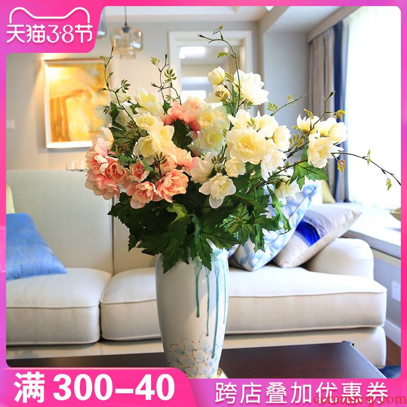 New Chinese style table vase furnishing articles dry flower, flower art TV cabinet ceramic the sitting room porch desktop decoration decoration