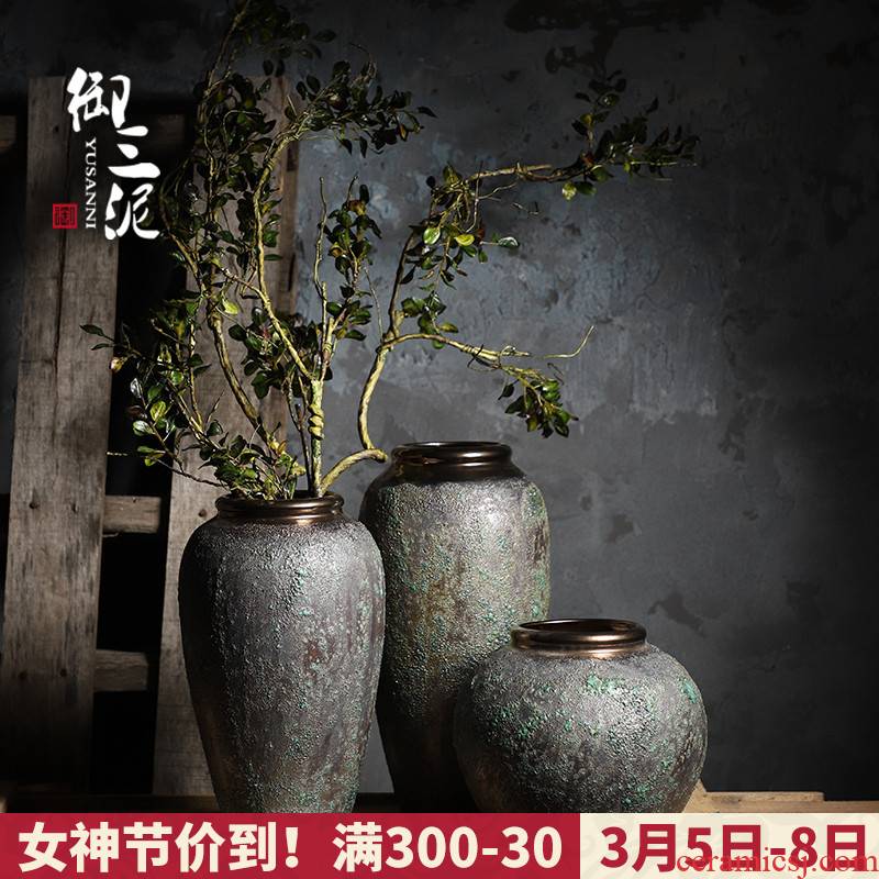 Jingdezhen coarse some ceramic pot pottery restoring ancient ways all over the sky star, dried flower vases, small pure and fresh and vase flower arranging furnishing articles sitting room