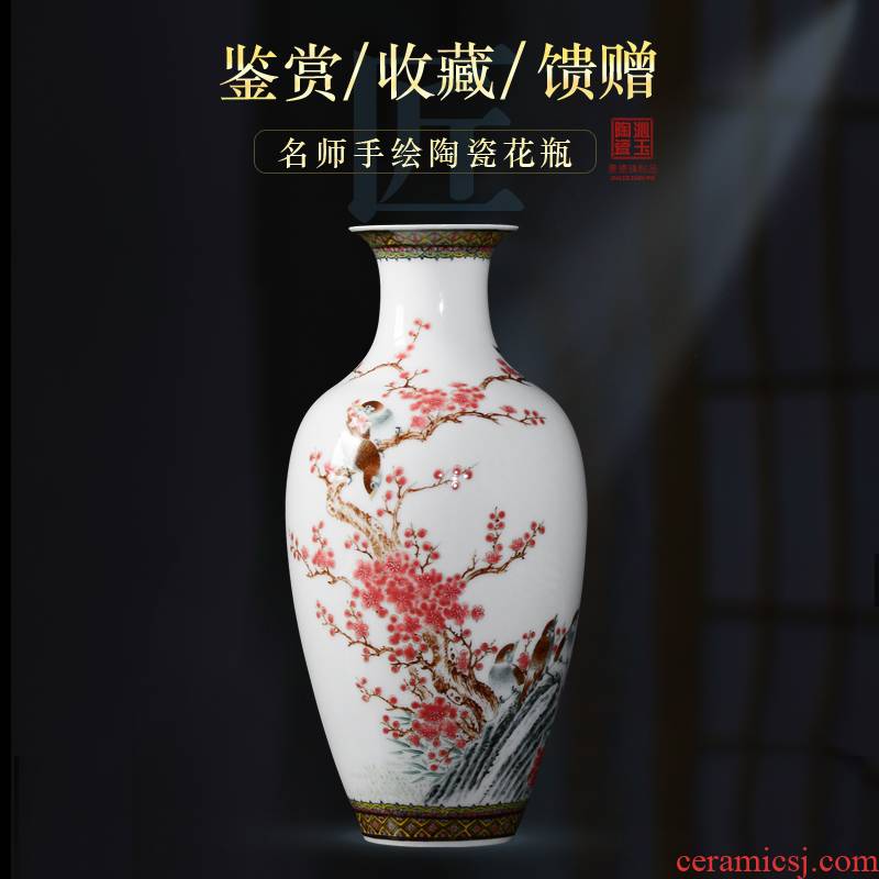 Jingdezhen ceramic vase sitting room place hand colored enamel rich ancient frame porch decoration decoration