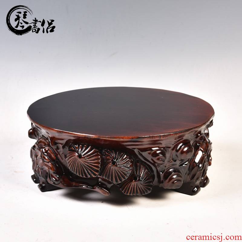 Happens the thickening of completely real wood, carved stone furnishing articles base tank can be excavated round vase bonsai stone bracket